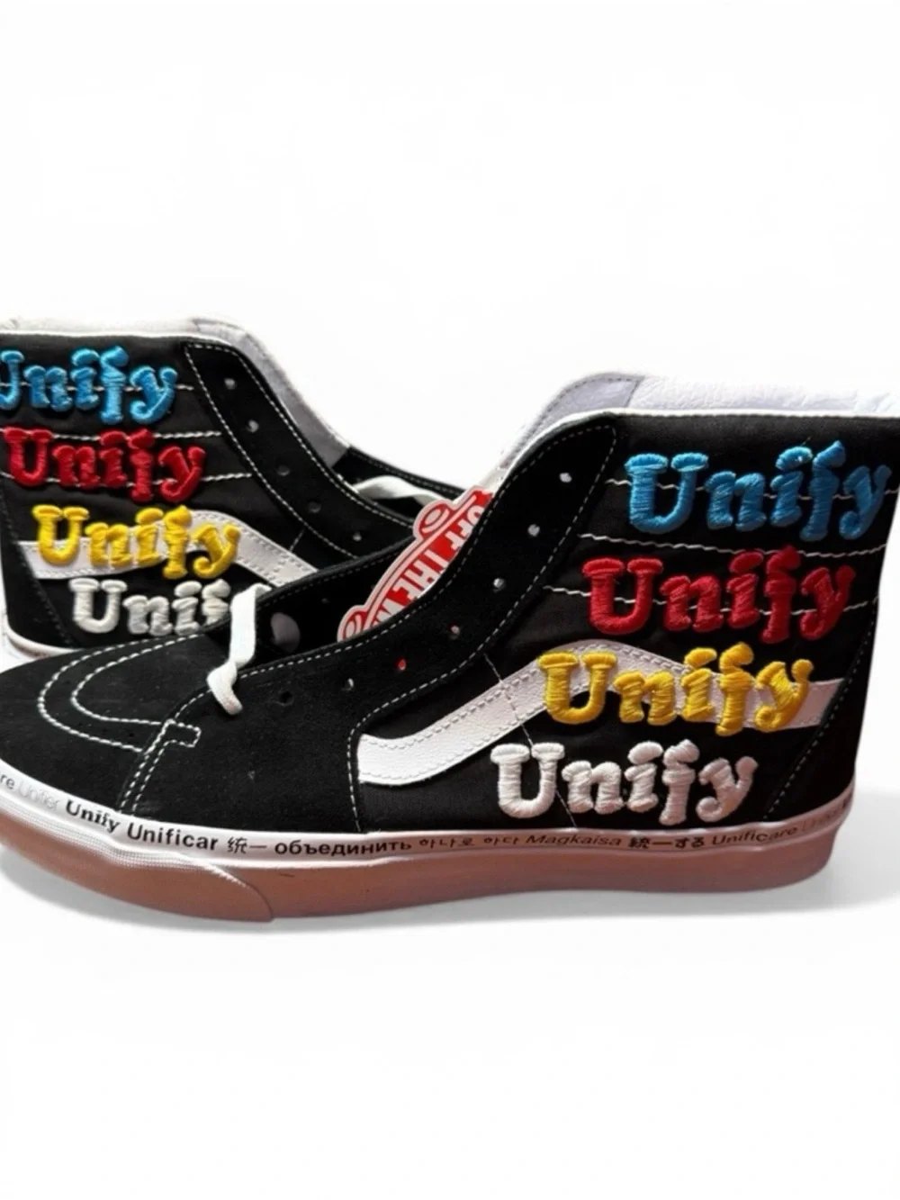 Vans Black High-Top Sneakers with Multicolor 'Unify' Embroidery